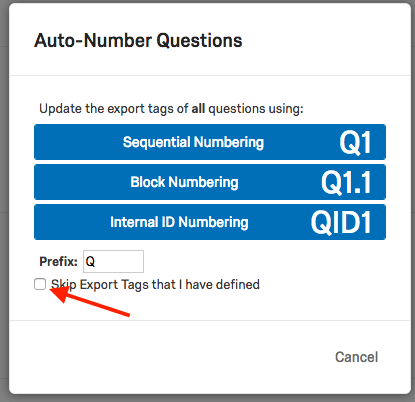 Skip export tags